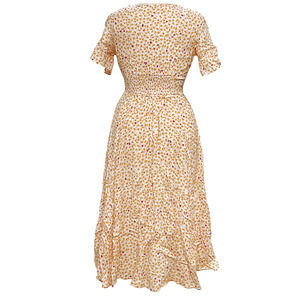 Free People Yellow A-Line Midi Dress, Size L